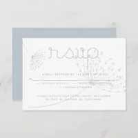 RSVP | Minimalist Gray Blue Flower Invitation