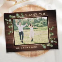 Rustic Greenery Foliage Photo Wedding Thank You Postcard