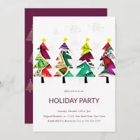 Watercolor Christmas Tree Holiday Party Invitation