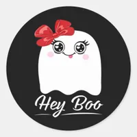 Cute Hey Boo Halloween Classic Round Sticker