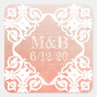 Personalized Cora Wedding Date & Initials Stickers