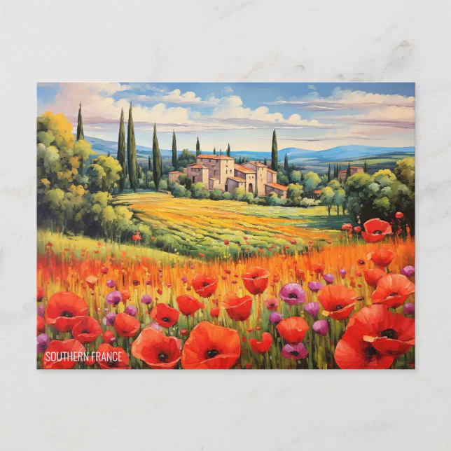 Landscape Painting Southern France | Travel Art Postcard