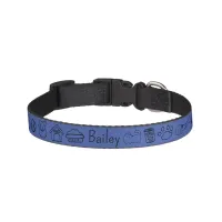 Cute Minimal Dog Theme Blue Name Pet Collar