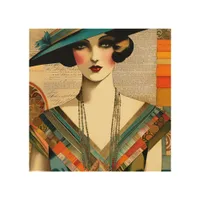 Vintage Fashion Woman Wood Wall Art