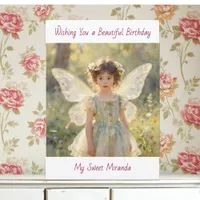Happy Birthday Fairy Themed Personalized Girl's  Card