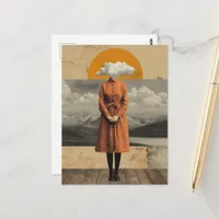 Her Head Was In the Clouds Surreal Art Postcard