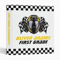 Personalized Racing Driver Helmet 3 Ring Binder