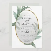 Wedding |  Modern Elegant Tropical Leaves Invitation
