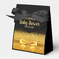 Baby Shower black gold elegant monogram name Favor Boxes