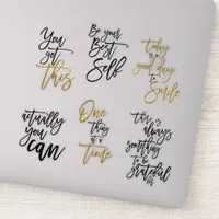 Six Motivational Uplifting Quotes Elegant Script Sticker