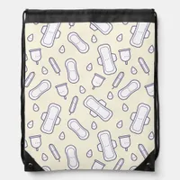 Mensturation Yellow Cute Period Tampon Pattern Drawstring Bag