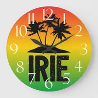 IRIE Jamaican Rastafarian Sunset and Palm Trees Large Clock