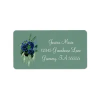 Blue Roses Botanical Return Address Label