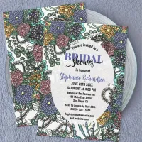 Purple and Blue Detailed Blossoms Bridal Shower Invitation