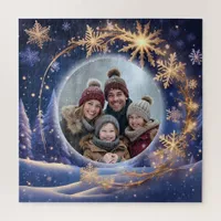 Magical Christmas time - golden snowflakes, photo Jigsaw Puzzle