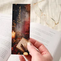 Dark Academia Candlelight Autumn Book Personalized Bookmarks