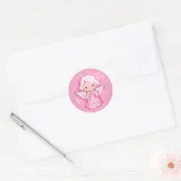 Adorable Pink Angel For Daughter Classic Round Sticker