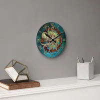 Steampunk Octopus & Clockwork Gears Round Clock