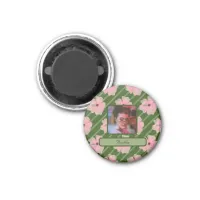 Pink Flowers And Stripes Personalized Magnet