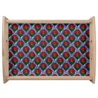 Christmas Ornament Red Green Blue Stained Glass  Serving Tray