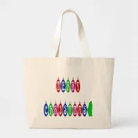 Colorful Merry Christmas Ornament Font Large Tote Bag