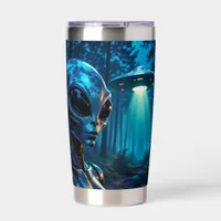 Hyper Realistic Alien and UFO in the Forest Insulated Tumbler