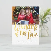 Wonders of His Love Gold Foil Photo  Holiday Card