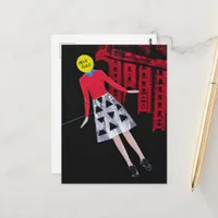 Woman With the Yellow Circle For A Head Surreal  Postcard