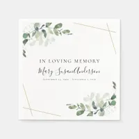 In Loving Memory Eucalyptus Funeral Memorial Wake  Napkins