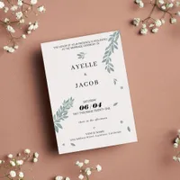 Minimalist Watercolor Foliage Custom Wedding Guest Invitation