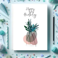 Abstract Floral Happy Birthday Greeting Card