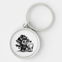 Whimsigoth Cyborg Internet Troll Vintage Art Desig Keychain