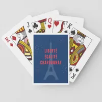 Liberté Égalité Chardonnay Funny Eiffel Tower Wine Poker Cards