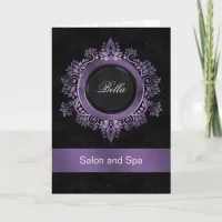 purple damask Business Thank You Cards