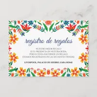 Floral Colorful Botanical Flowers Spanish Wedding Enclosure Card