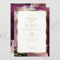 ENGAGEMENT | Modern Bold Abstract Wine Strokes Inv Invitation