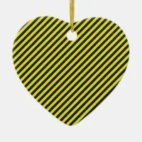 Thin Black and Yellow Diagonal Stripes Ceramic Ornament