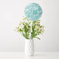 Sweet Sixteen Sparkle Word Cloud Teal ID265 Balloon