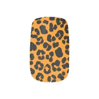 Orange Black Leopard Print Halloween Minx Nail Art