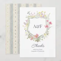 Cottagecore Wildflower Romantic Garden Monogram Thank You Card