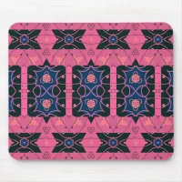 Pink Trendy Ornamental Geometric Pattern Mouse Pad