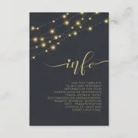 Modern String Lights Wedding Details Gold ID585 Enclosure Card