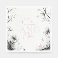 Whimsical Delicate Blush Floral Branch  Napkins