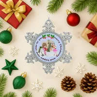 Silver Snowflake Vintage Children Snowman Snowflake Pewter Christmas Ornament