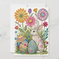 Whimiscal Easter Egg Card with Bunny 