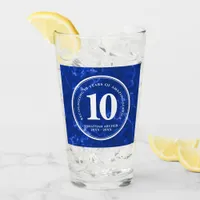 Elegant Blue Marble 10 Years Work Anniversary Glass