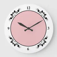 Black Decorations Number Face Colored Background Large Clock