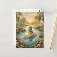 Fantasy Mouse Floating Downriver on Butter Postcard