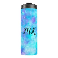 Blue and Purple Bokeh Bubbles    Thermal Tumbler