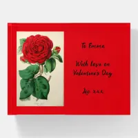 Vintage Art Red Rose Personalized Valentine's Day Paperweight